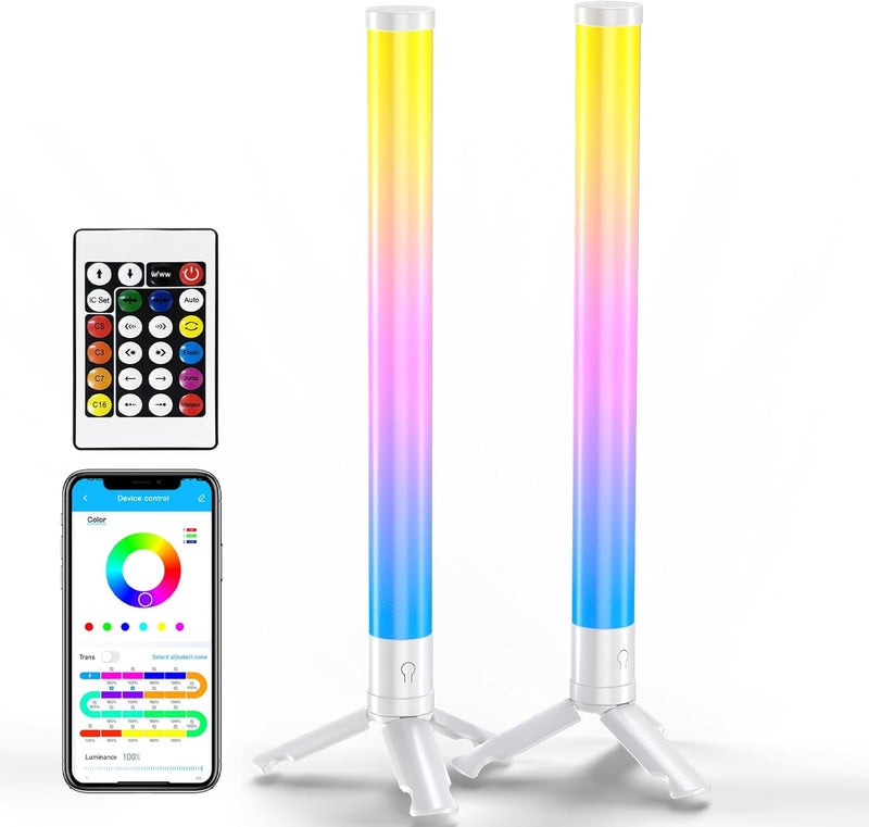 TJOY 360° Smart Light Bars, TV Monitor Backlight with Music Sync, RGB Light Bar with Remote Control, LED Game Desk Lights, Ambient Lighting for PC, Table, Gaming Decoration(White,Plastic Material) - Image 1